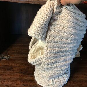 NEW Nirvanna Designs Fleece Lined Hooded Balaclava Hat 100% Wool Unisex Ivory